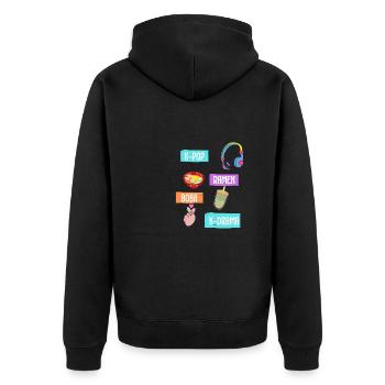 K-Pop Fashion for Fans of korean K-Drama & K-Pop - Unisex Premium Organic Zip Hoodie - black - Back - Nico (187cm)