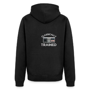 Vintage Retro Videospiel Retro Vintage Distressed - Unisex Premium Bio Zip Hoodie - Schwarz - Hinten - Nico (187cm)