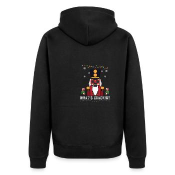 Whats Crackin? Funny Christmas Nutcracker Gift - Unisex Premium Organic Zip Hoodie - black - Back - Nico (187cm)