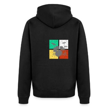 Schlagzeug Schlagzeuger Vintage Retro Drum Set Trendige Musik - Unisex Premium Bio Zip Hoodie - Schwarz - Hinten - Nico (187cm)