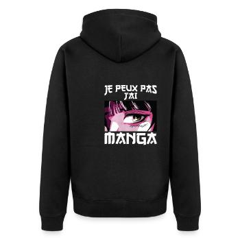 I Can't i Have Mange french quote Funny Japanese O - Unisex Premium Organic Zip Hoodie - black - Back - Nico (187cm)