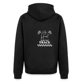 Vintage mignon mon cœur est sur cette piste course de dragsters - Veste à capuche bio Premium Unisexe - noir - Dos - Nico (187cm)