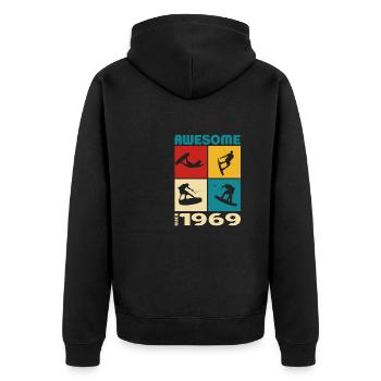 Awesome since 1969. Wakeboard Lifestyle - Unisex Premium Organic Zip Hoodie - black - Back - Nico (187cm)