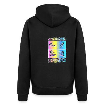 Awesome since 1990. Wakeboard Lifestyle - Unisex Premium Bio Zip Hoodie - Schwarz - Hinten - Nico (187cm)