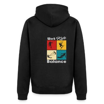 Work Kite Balance. Lifestyle Vintage Design, Work - Unisex Premium Bio Zip Hoodie - Schwarz - Hinten - Nico (187cm)