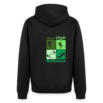 Work Kite Balance. Lifestyle Vintage Design, Work - Unisex Premium Bio Zip Hoodie - Schwarz - Hinten - Nico (187cm)