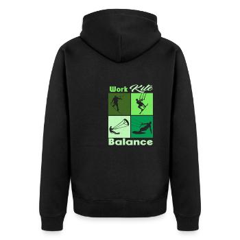 Work Kite Balance. Lifestyle Vintage Design, Work - Unisex Premium Bio Zip Hoodie - Schwarz - Hinten - Nico (187cm)