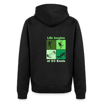 La vie commence à 20 nœuds, Lifestyle Vintage Design - Veste à capuche bio Premium Unisexe - noir - Dos - Nico (187cm)