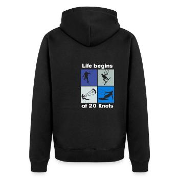 La vie commence à 20 nœuds, Lifestyle Vintage Design - Veste à capuche bio Premium Unisexe - noir - Dos - Nico (187cm)