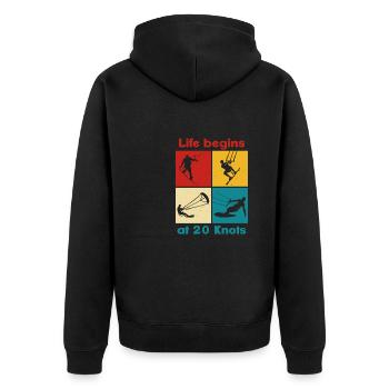 La vie commence à 20 nœuds, Lifestyle Vintage Design - Veste à capuche bio Premium Unisexe - noir - Dos - Nico (187cm)