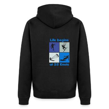 La vie commence à 25 nœuds, Lifestyle Vintage Design - Veste à capuche bio Premium Unisexe - noir - Dos - Nico (187cm)