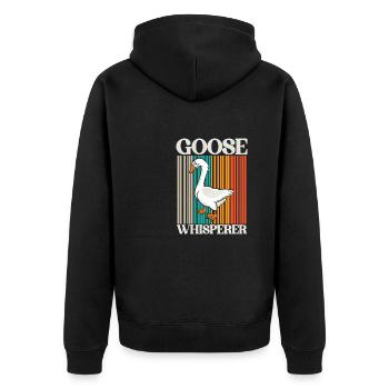 Goose Whisperer - Unisex Premium Organic Zip Hoodie - black - Back - Nico (187cm)