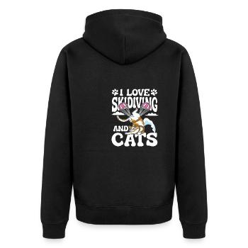 Parachute & Cats - Unisex Premium Organic Zip Hoodie - black - Back - Nico (187cm)