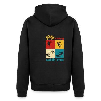 Fly away with me. Lifestyle Vintage Design - Unisex Premium Organic Zip Hoodie - black - Back - Nico (187cm)