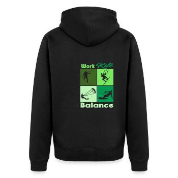 Work Kite Balance. Lifestyle Vintage Design, Work - Unisex Premium Bio Zip Hoodie - Schwarz - Hinten - Nico (187cm)