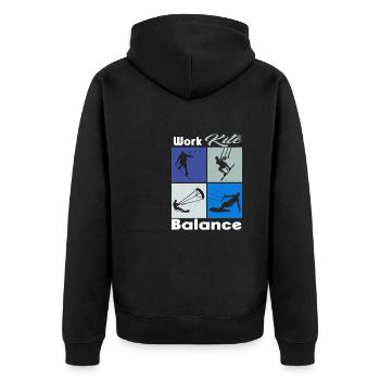 Work Kite Balance. Lifestyle Vintage Design, Work - Unisex Premium Bio Zip Hoodie - Schwarz - Hinten - Nico (187cm)