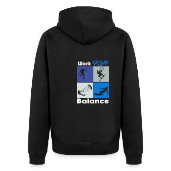 Work Kite Balance. Lifestyle Vintage Design, Work - Unisex Premium Bio Zip Hoodie - Schwarz - Hinten - Nico (187cm)