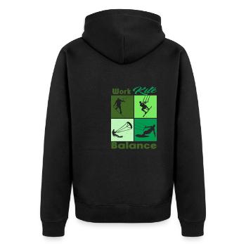 Work Kite Balance. Lifestyle Vintage Design, Work - Unisex Premium Bio Zip Hoodie - Schwarz - Hinten - Nico (187cm)
