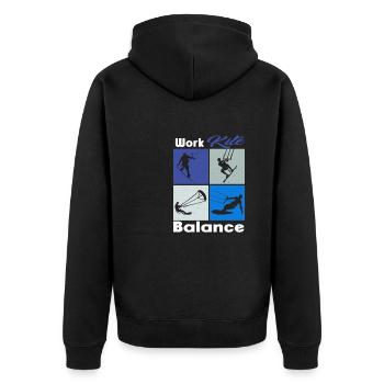Work Kite Balance. Lifestyle Vintage Design, Work - Unisex Premium Bio Zip Hoodie - Schwarz - Hinten - Nico (187cm)