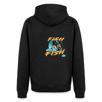 Pêchez là où se trouvent les poissons. Pêche, Pêche - Veste à capuche bio Premium Unisexe - noir - Dos - Nico (187cm)