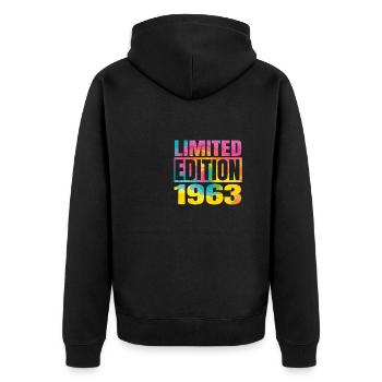 Limited Edition 1963 Graffiti - Unisex Premium Organic Zip Hoodie - black - Back - Nico (187cm)