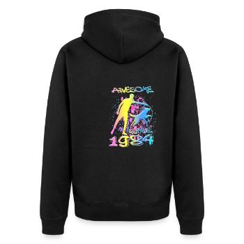 Awesome since 1984. Agility, Hundetraining - Unisex Premium Bio Zip Hoodie - Schwarz - Hinten - Nico (187cm)