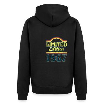 Limited Edition 1967 Vintage - Unisex Premium Bio Zip Hoodie - Schwarz - Hinten - Nico (187cm)