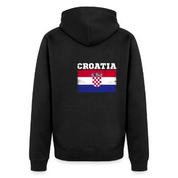 Vintage Kroatien - Unisex Premium Bio Zip Hoodie - Schwarz - Hinten - Nico (187cm)