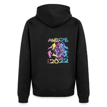 Awesome since 2022. Agility, Hundetraining - Unisex Premium Bio Zip Hoodie - Schwarz - Hinten - Nico (187cm)