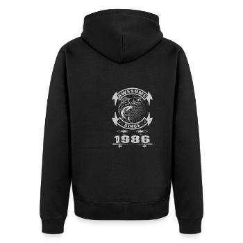 Génial depuis 1986. Angel, l’anniversaire d’un pêcheur - Veste à capuche bio Premium Unisexe - noir - Dos - Nico (187cm)