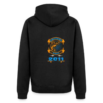 Awesome since 2011. Angel, Angler's Birthday - Unisex Premium Organic Zip Hoodie - black - Back - Nico (187cm)