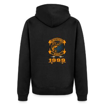 Awesome since 1999. Angel, Angler Geburtstag - Unisex Premium Bio Zip Hoodie - Schwarz - Hinten - Nico (187cm)