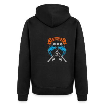 Awesome since 1998. Angel, Angler Geburtstag - Unisex Premium Bio Zip Hoodie - Schwarz - Hinten - Nico (187cm)