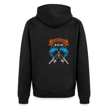 Awesome since 2010. Angel, Angler Geburtstag - Unisex Premium Bio Zip Hoodie - Schwarz - Hinten - Nico (187cm)
