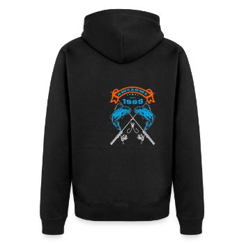 Awesome since 1999. Angel, Angler Geburtstag - Unisex Premium Bio Zip Hoodie - Schwarz - Hinten - Nico (187cm)