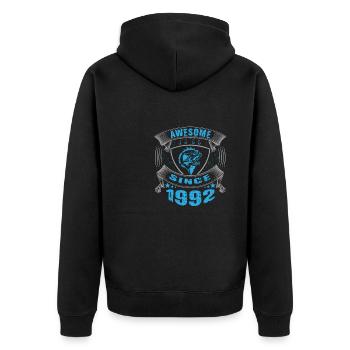 Awesome since 1992. Angel, Angler's birthday - Unisex Premium Organic Zip Hoodie - black - Back - Nico (187cm)