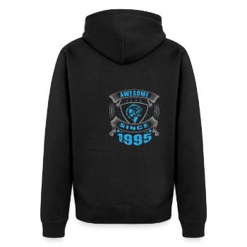 Awesome since 1995. Angel, Angler's Birthday - Unisex Premium Organic Zip Hoodie - black - Back - Nico (187cm)