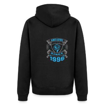 Awesome since 1996. Angel, Angler Geburtstag - Unisex Premium Bio Zip Hoodie - Schwarz - Hinten - Nico (187cm)