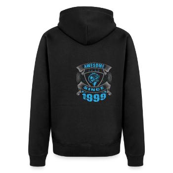Awesome since 1999. Angel, Angler Geburtstag - Unisex Premium Bio Zip Hoodie - Schwarz - Hinten - Nico (187cm)