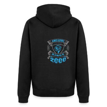 Awesome since 2000. Angel, Angler Geburtstag - Unisex Premium Bio Zip Hoodie - Schwarz - Hinten - Nico (187cm)