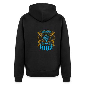 Awesome since 1982. Angel, Angler's Birthday - Unisex Premium Organic Zip Hoodie - black - Back - Nico (187cm)