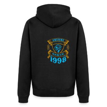Awesome since 1998. Angel, Angler Geburtstag - Unisex Premium Bio Zip Hoodie - Schwarz - Hinten - Nico (187cm)