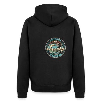 Awesome since 1998. Angel, Angler Geburtstag - Unisex Premium Bio Zip Hoodie - Schwarz - Hinten - Nico (187cm)