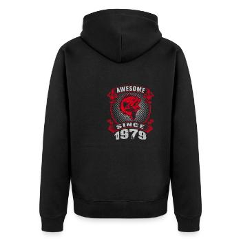 Awesome since 1979. Angel, Angler's birthday - Unisex Premium Organic Zip Hoodie - black - Back - Nico (187cm)