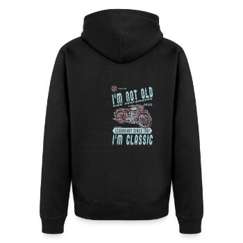 I'm Not Old I'm Classic. Biker birthday 1961 - Unisex Premium Organic Zip Hoodie - black - Back - Nico (187cm)