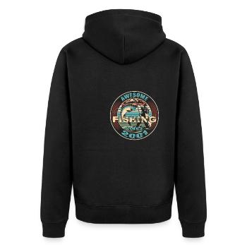 Awesome since 2001. Angel, Angler's birthday - Unisex Premium Organic Zip Hoodie - black - Back - Nico (187cm)