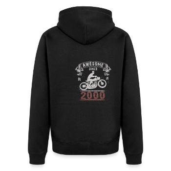 Awesome since 2000, Biker 23. Geburtstag - Unisex Premium Bio Zip Hoodie - Schwarz - Hinten - Nico (187cm)
