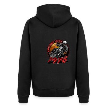 Awesome since 1976, Biker Geburtstag - Unisex Premium Bio Zip Hoodie - Schwarz - Hinten - Nico (187cm)