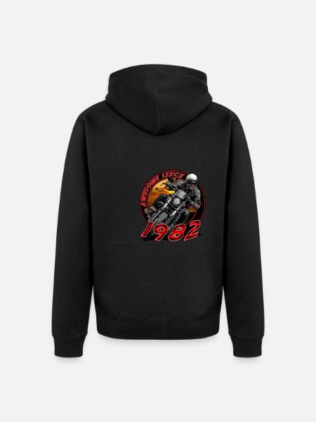 Awesome since 1982, biker's birthday - Unisex Premium Organic Zip Hoodie - black