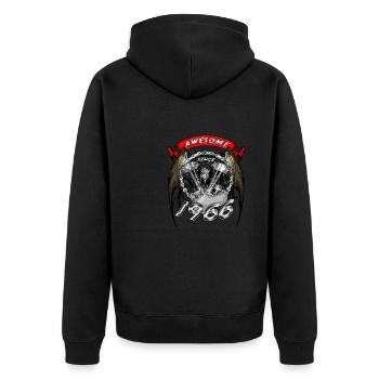 Awesome since 1966, Biker Geburtstag - Unisex Premium Bio Zip Hoodie - Schwarz - Hinten - Nico (187cm)